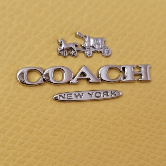 COACH Butter Yellow Pebbled Leather Crossbody File Bag - Picture 2 of 8